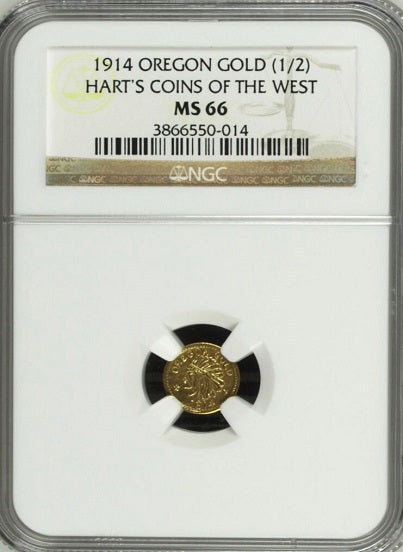 1914 Oregon GOLD 50c NGC MS66 "Total Coins R6, Graded Coins LR7" "Tied for 2nd Finest" "Exemplary Rev Strike"