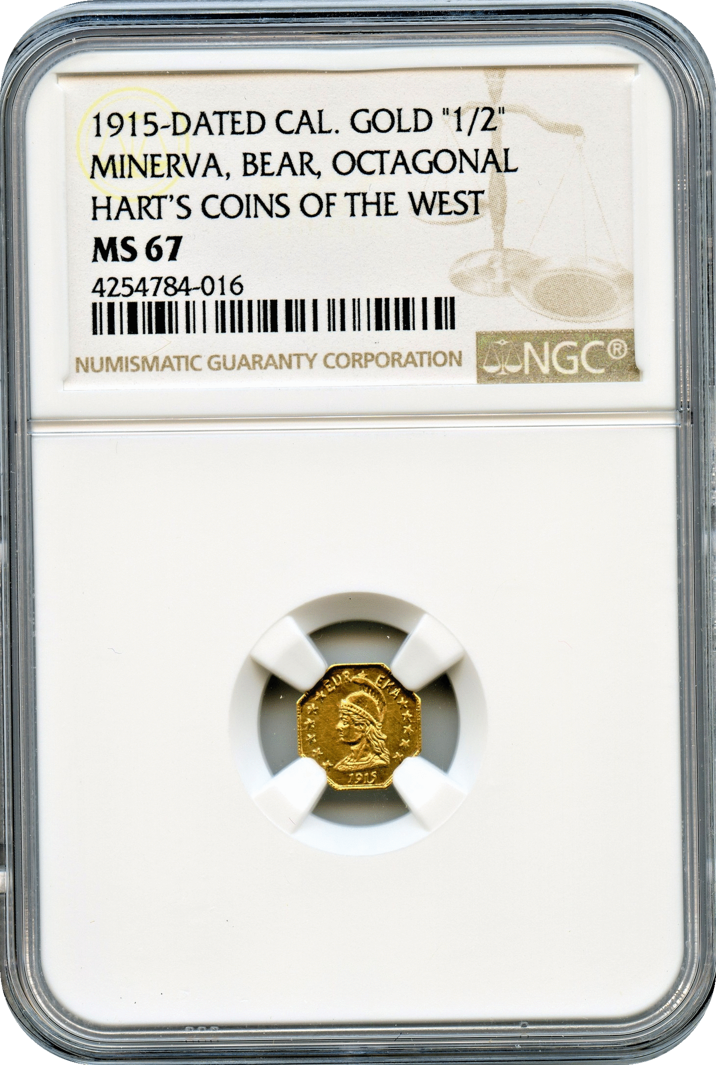 1915 California Gold 50c. Minerva, bear, Octagonal NGC MS67