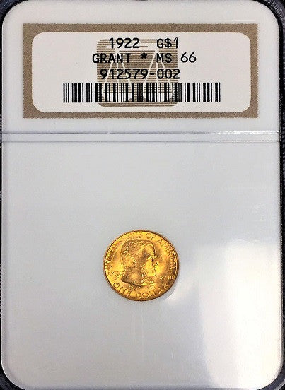 1922 GOLD Grant Memorial (With Star) NGC MS66