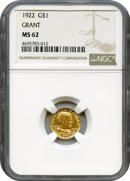 1922 G$1 Grant Commemorative. No Star NGC MS62