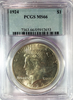 1924 $1 Peace Dollar  PCGS MS66