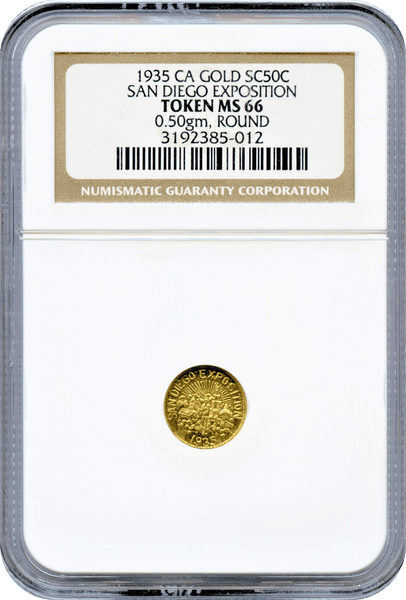 1935 California GOLD So Called Dollar 50c NGC MS66 San Diego Exposition