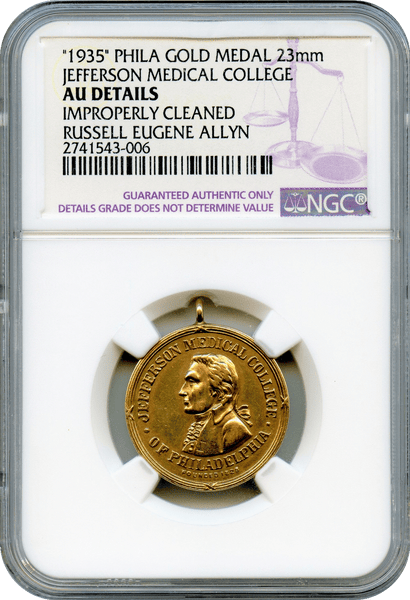 1935 Philadelphia - Jefferson Medical College Gold Medal. RARE