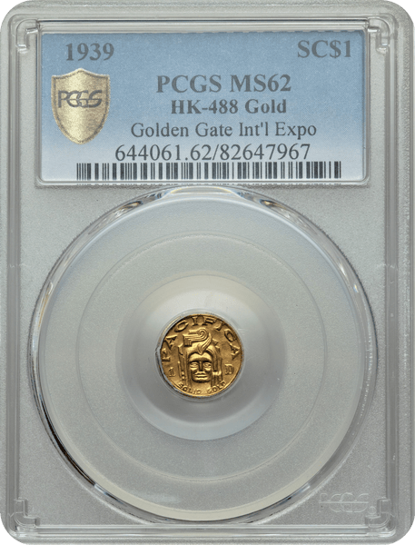 1939 Charbneau Gold Dollar, HK-488, J1 PCGS MS62 "Solid Gold" Rarity 8