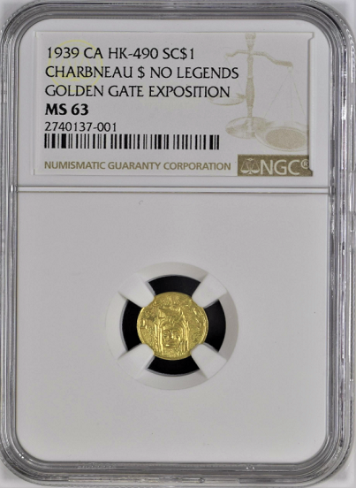 1939 HK-490 SC$1 CHarbneau "No Legends" Golden Gate Exposition NGC MS63