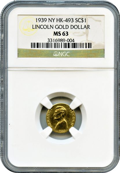1939 Lincoln Gold Dollar $1 NGC MS63