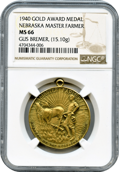 1940 Master Farmer Agricultural Gold Medal   NGC MS66