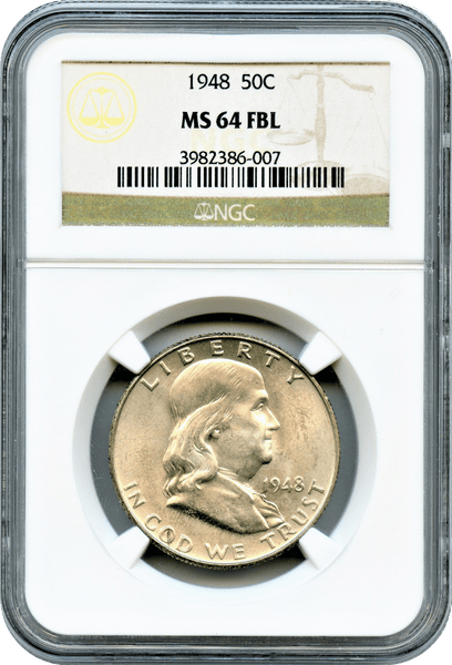 1948 50c Franklin Half Dollar NGC MS64 FBL