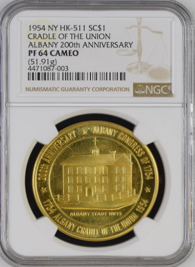 1954 U.S. Mint CRADLE OF THE UNION SET. Gold Rarity 8 NGC PF64CAM. Silver NGC MS65 "Only 1 in MS65 and None Higher"