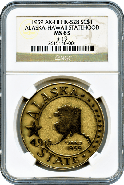 1959 Alaska-Hawaii Statehood Gold NGC MS63