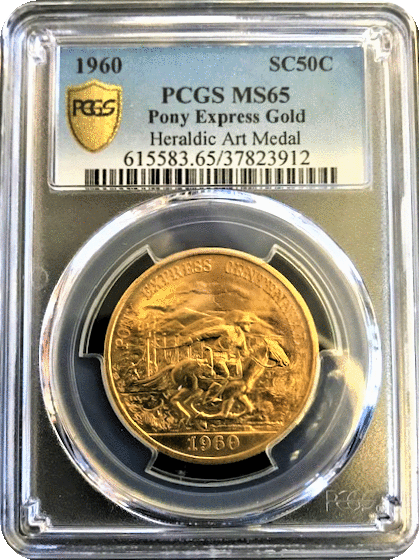 1960 Pony Express Gold Medal PCGS MS65