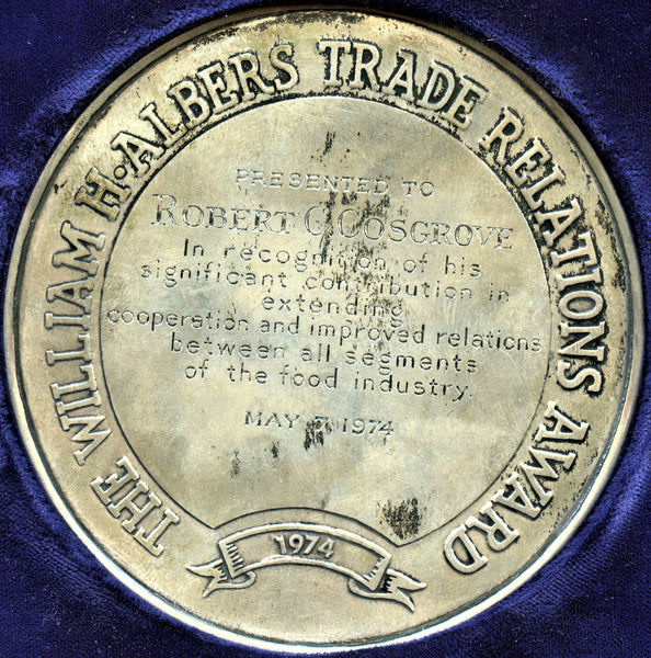 1974 Cartier Silver Medal. "The William H.Albers Trade Relations Award"
