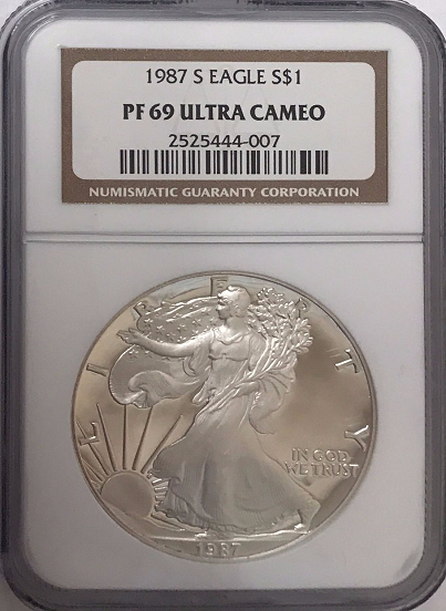 (#181) 1987-S Eagle S$1 NGC PF69UCAM