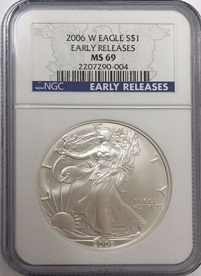 (#173) 2006-W Eagle S$1. Early Releases. NGC MS69