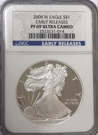 (#187) 2008-W Eagle S$1. Early Releases. NGC PF69 UCAM