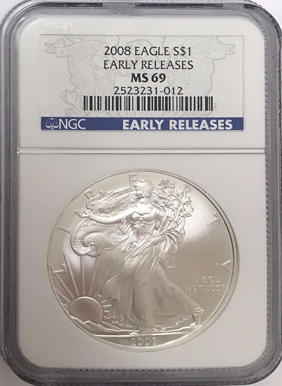 (#205) 2008 Eagle S$1. Early Releases. NGC MS69