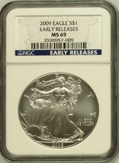 (#207) 2009 Eagle S$1. Early Releases. NGC MS69