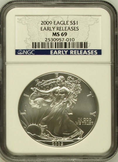 (#208) 2009 Eagle S$1. Early Releases. NGC MS69