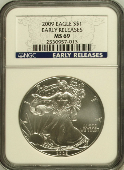 (#211) 2009 Eagle S$1. Early Releases. NGC MS69