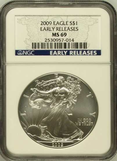 (#212) 2009 Eagle S$1. Early Releases. NGC MS69