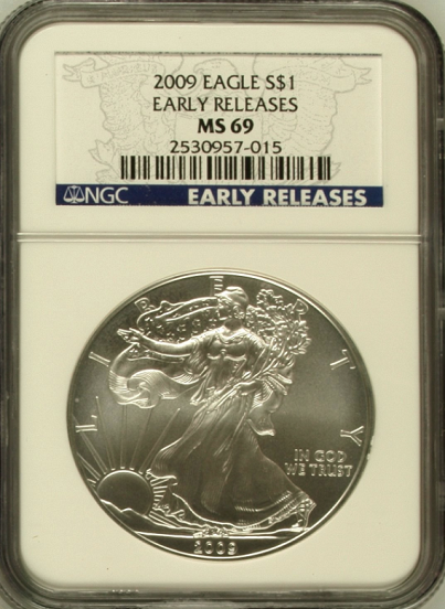 (#213) 2009 Eagle S$1. Early Releases. NGC MS69