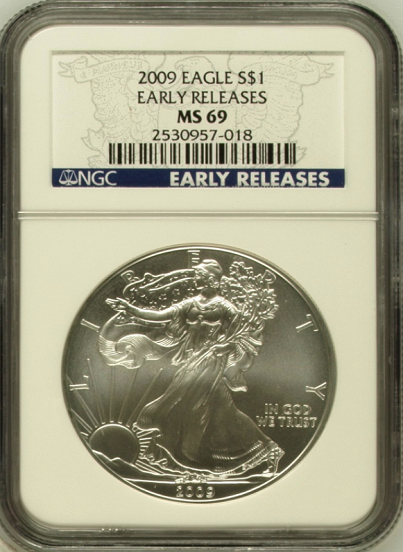 (#216) 2009 Eagle S$1. Early Releases. NGC MS69