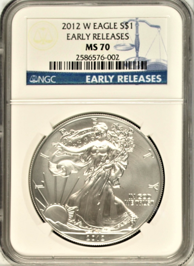 (#177) 2012-W Eagle S$1. Early Releases. NGC MS70 Burnished