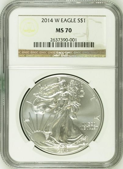 (#201) 2014-W Eagle S$1. NGC MS70