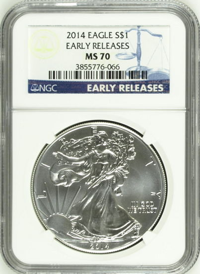 (#9) 2014 Eagle S$1. Early Releases. NGC MS70