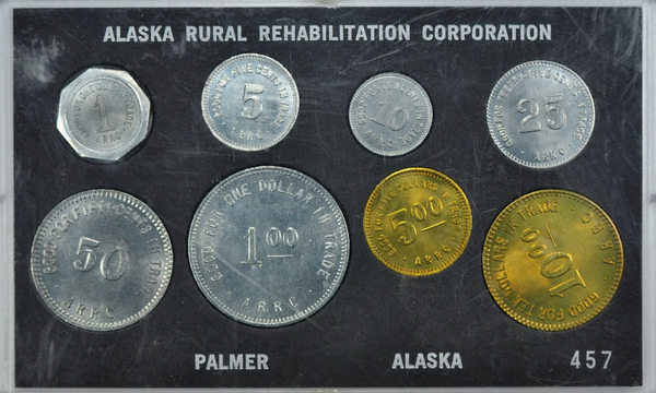 1985 Alaska Rural Rehabilitation Corporation 50th Anniversary Token Set (8 Tokens)