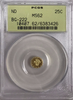 1853 Cal Gold 25c BG-222 Round Small Head Liberty PCGS MS62