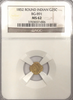 1852 Cal Gold 25c BG-891 Round Indian NGC MS62. "Brilliant"