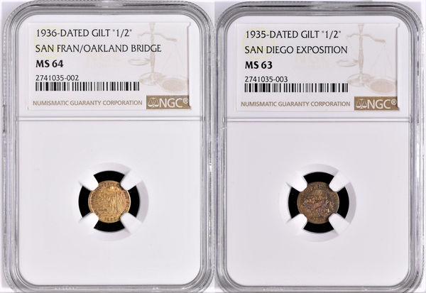 California International Exposition Set. 1935 NGC MS63 1936 NGC MS64
