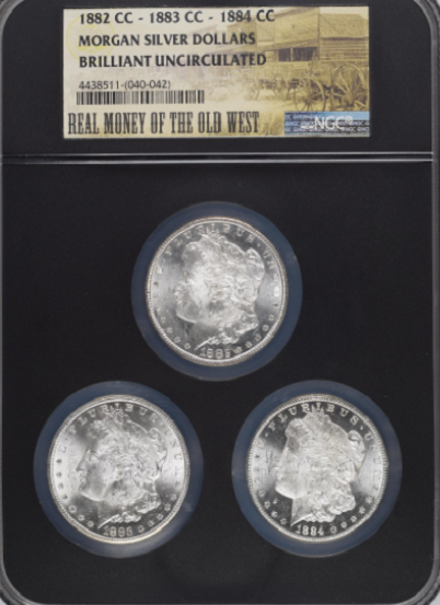 Morgan Silver Dollars  1882-CC, 1883-CC & 1884-CC  Carson City Set