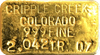 Cripple Creek Colorado Ingot. 999 Fine Gold.  2.042TR OZ