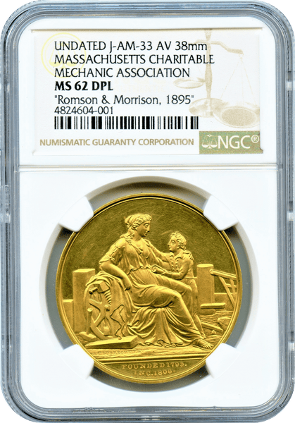 1895 U.S. Mint AM-33 GOLD Massachusetts Charitable Mechanic Association NGC MS62DPL
