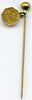 RARE KLONDIKE CHARM GOLD STICK PIN WITH ATTACHED CHARM SUNRISE 13 STARS