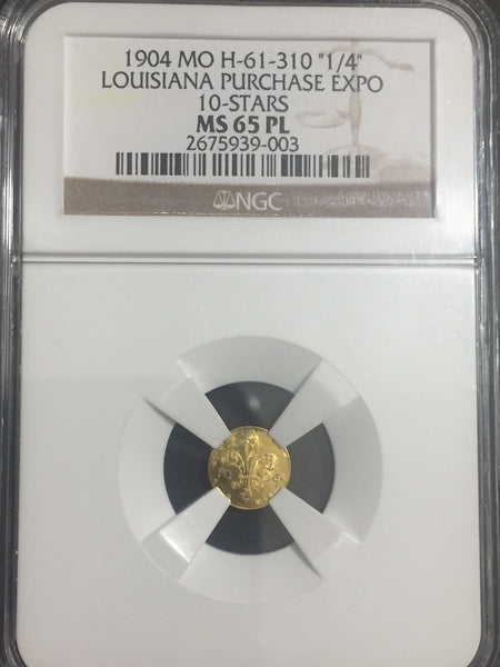 1904 L.P. Gold 25c Rare 10 Star Variety NGC MS 65 PL