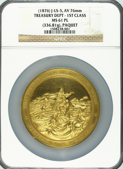 U.S. Mint.Treasury Department FIRST CLASS GOLD Life Saving Medal.Julian-LS-5