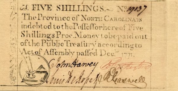 North Carolina NC-137 Dec., 1771 5 Shillings PCGS Gem New 66PPQ