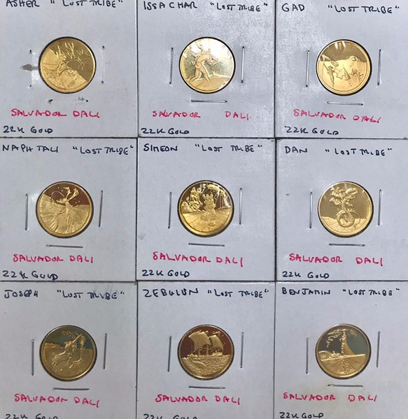 Salvador Dali."Twelve Tribes" 9 Piece Set. 22K Gold