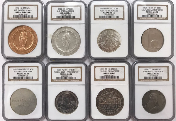 SO CALLED DOLLAR 8 PIECE SET. ALL NGC