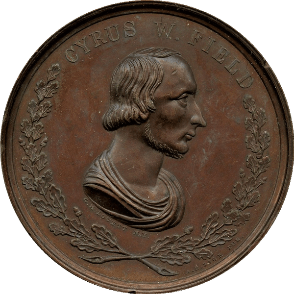 Undated (1858) Cyrus W. Field Laying of The Atlantic Cable Medal. Bronze. 51 mm. By George H. Lovett.