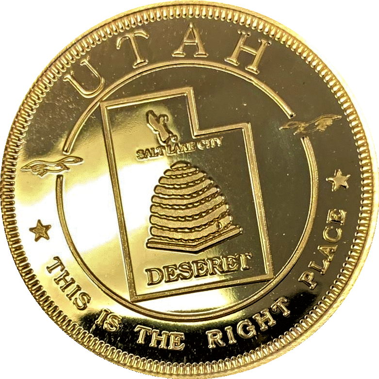 Utah The Beehive State Gold Commemorative. 20 Size. Extremely Rare